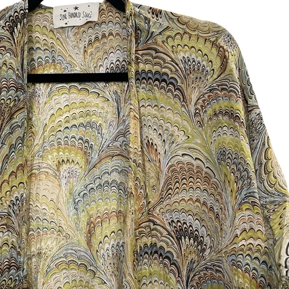 One Hundred Stars Marbled Abstract Kimono